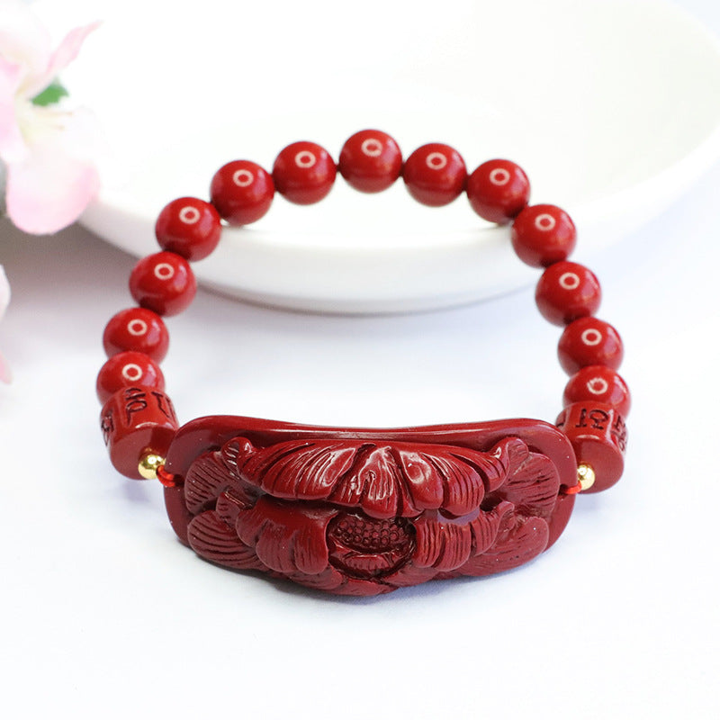 Cinnabar Flower Blossom Sterling Silver Bracelet by Planderful Collection