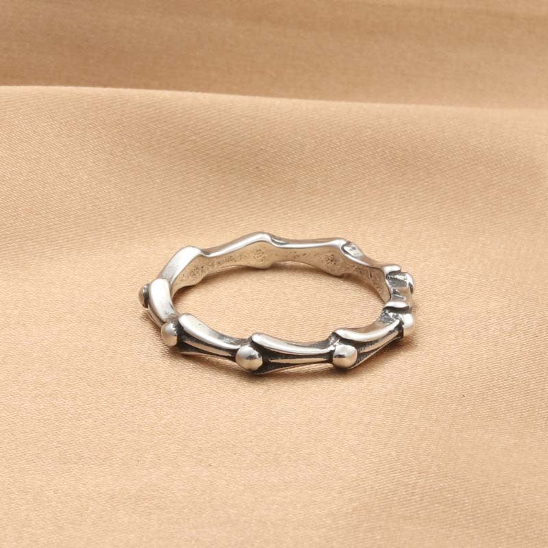 Titanium Steel Bamboo Joint Ring for Men - Trendy Retro Accessory from European and American Jewelry