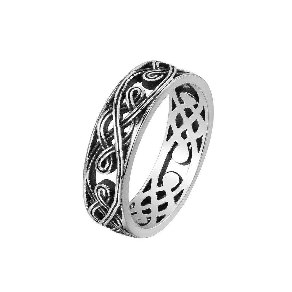 Men's Retro Hollow Pattern Titanium Steel Ring