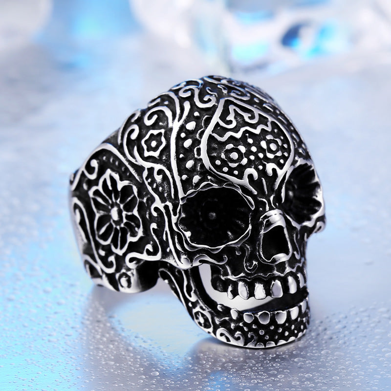 Men's Personalized Skull Ring in Titanium Steel - European and American Retro Jewelry Wholesale