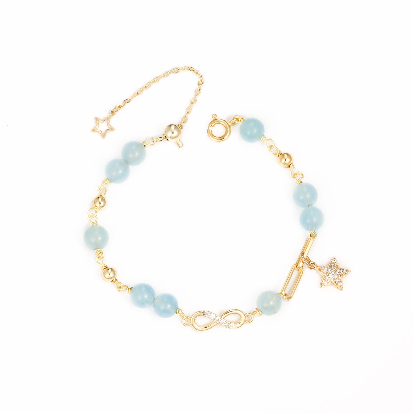 Fortune's Favor Aquamarine Crystal Sterling Silver Bracelet