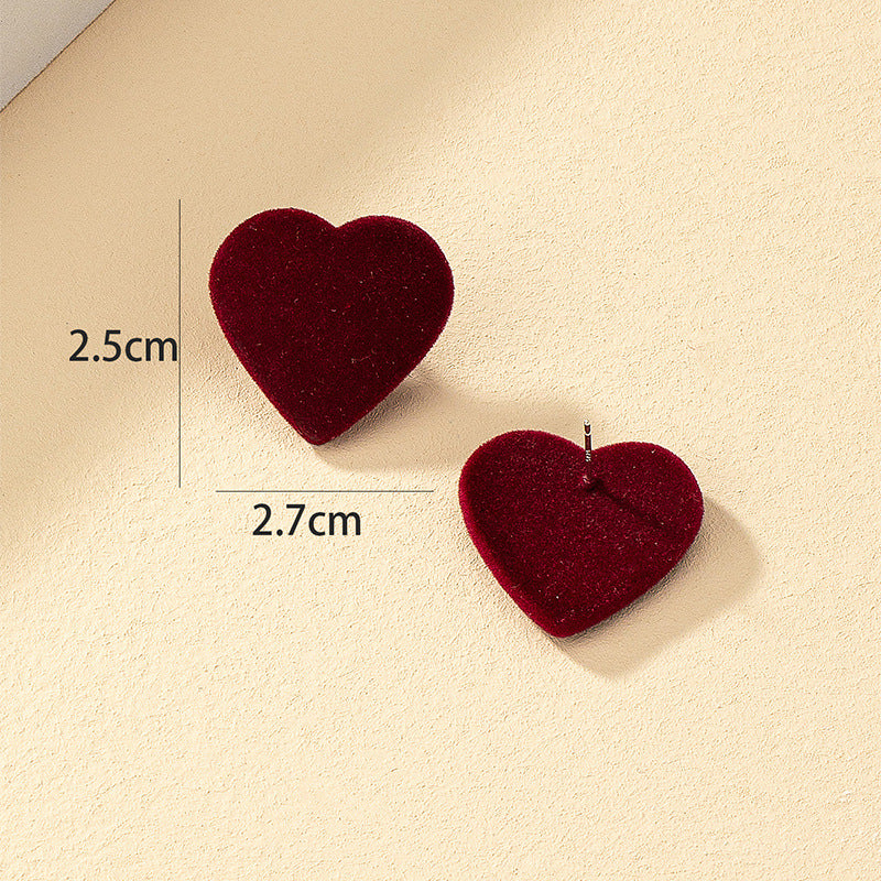 Burgundy Flocking Love Stud Earrings - Vienna Verve Collection