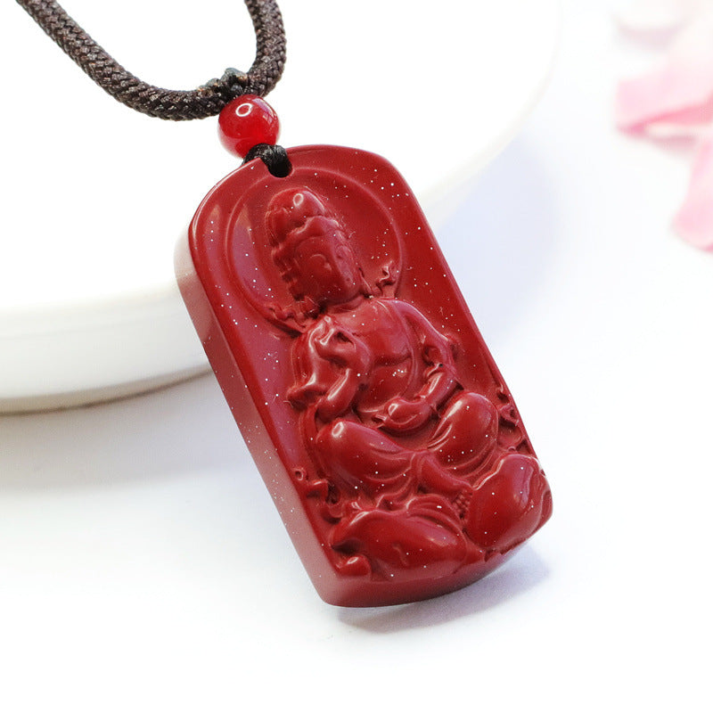 Vermilion Sand Guanyin Cinnabar Stone Pendant