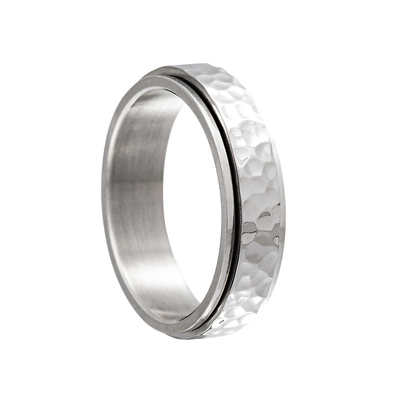 Titanium Steel Rotating Moon Pit Decompression Ring for Men