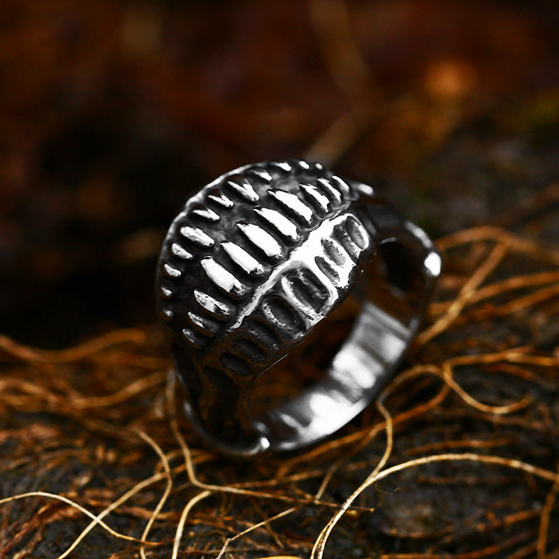 Retro European-American Titanium Steel Cannibal Flower Ring for Men - Wholesale Stainless Steel Jewelry