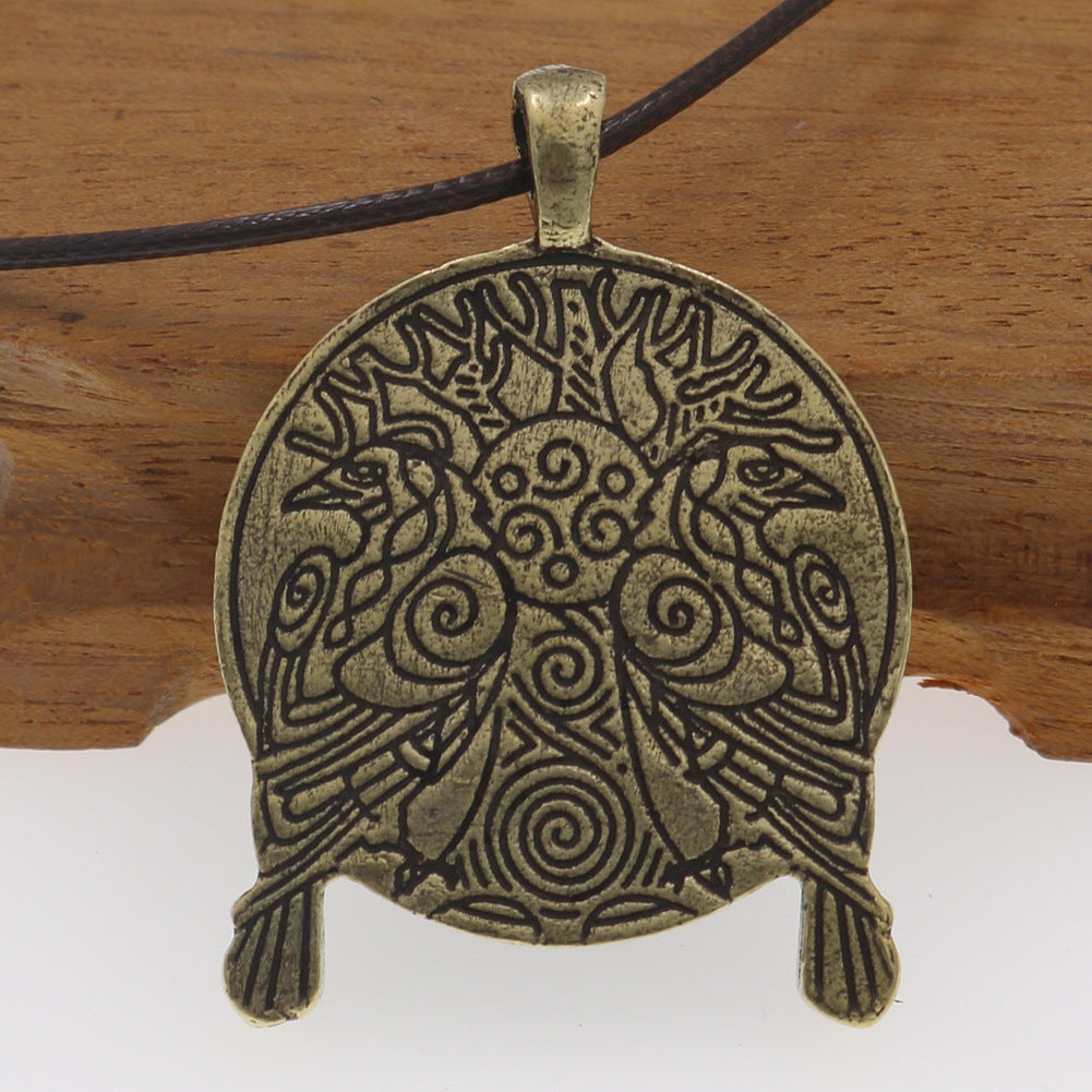 Viking Crow World Tree Necklace - Men's European & American Jewelry Piece