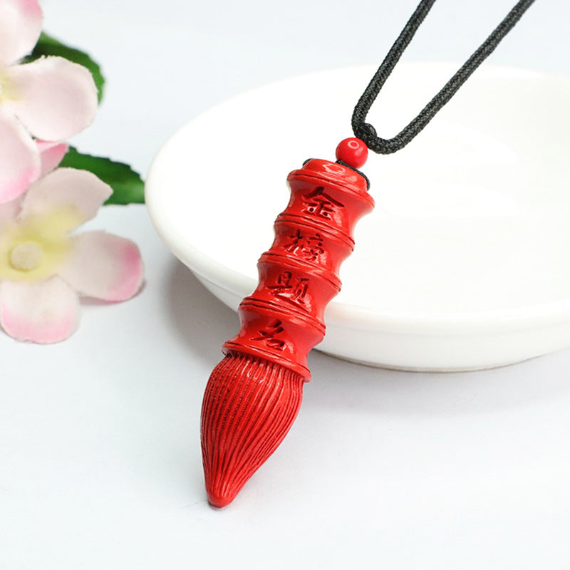 Cinnabar Brush Pendant Red Sand Gold Ranking Title Pendant