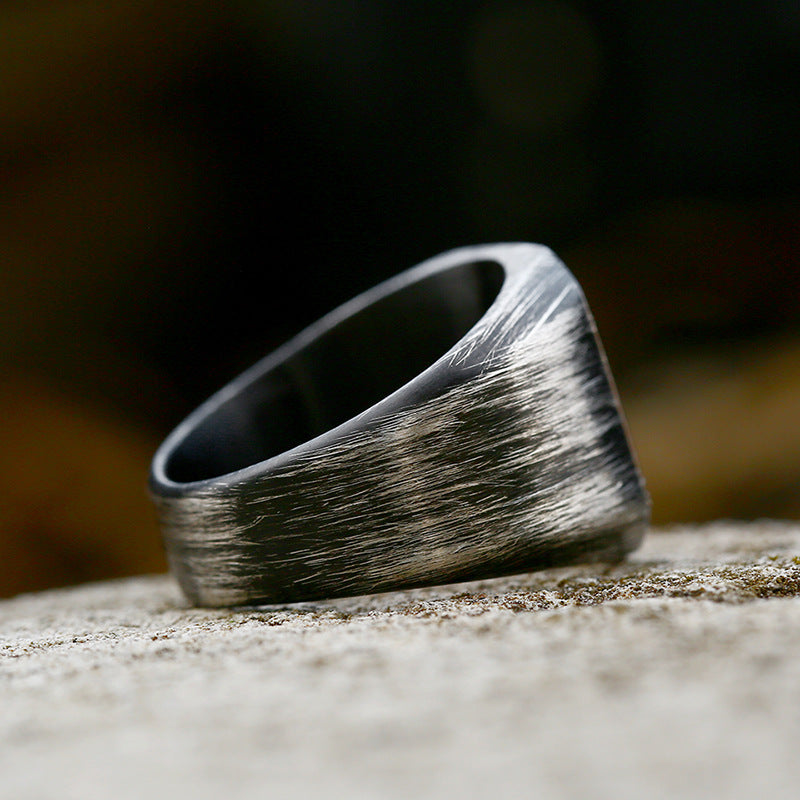 Trendy Titanium Steel Men's Band Ring - Retro Brushed Design for Wholesale Fashion Jewelry