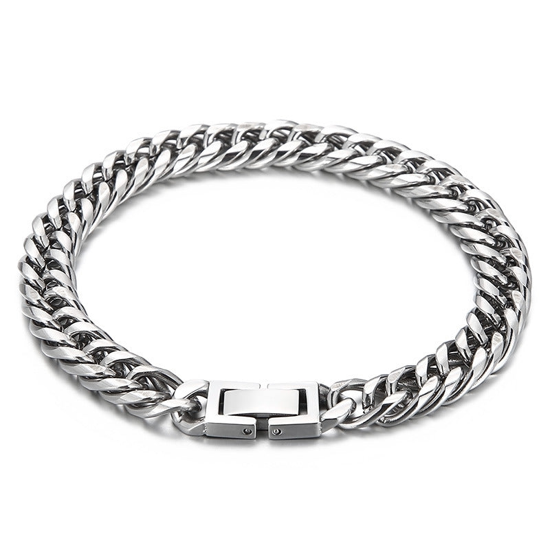 Unisex Retro Stainless Steel Cuban Chain Bracelet for Hip-Hop Style