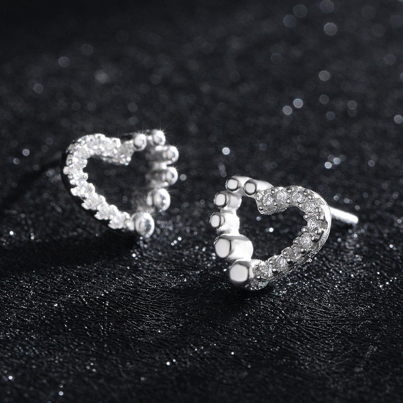 Elegant S925 Sterling Silver Irregular Heart-shaped Earrings for Women