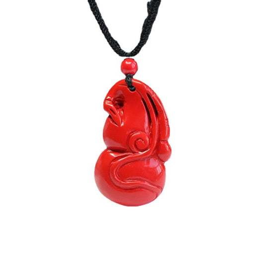 Three-dimensional Gourd Cinnabar Sterling Silver Pendant