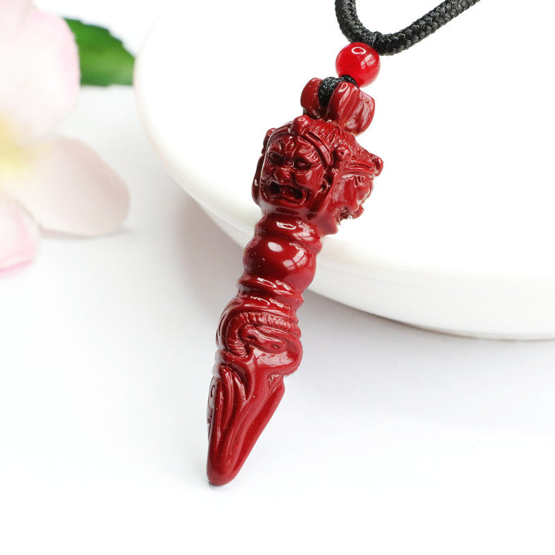 Fortune's Favor Cinnabar Pendant, Purple Gold Sand Pestle, Vajra Jewelry