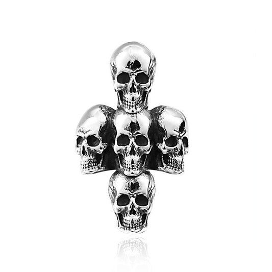 Titanium Steel Punk Skull Ring for Men – Edgy European and American Style