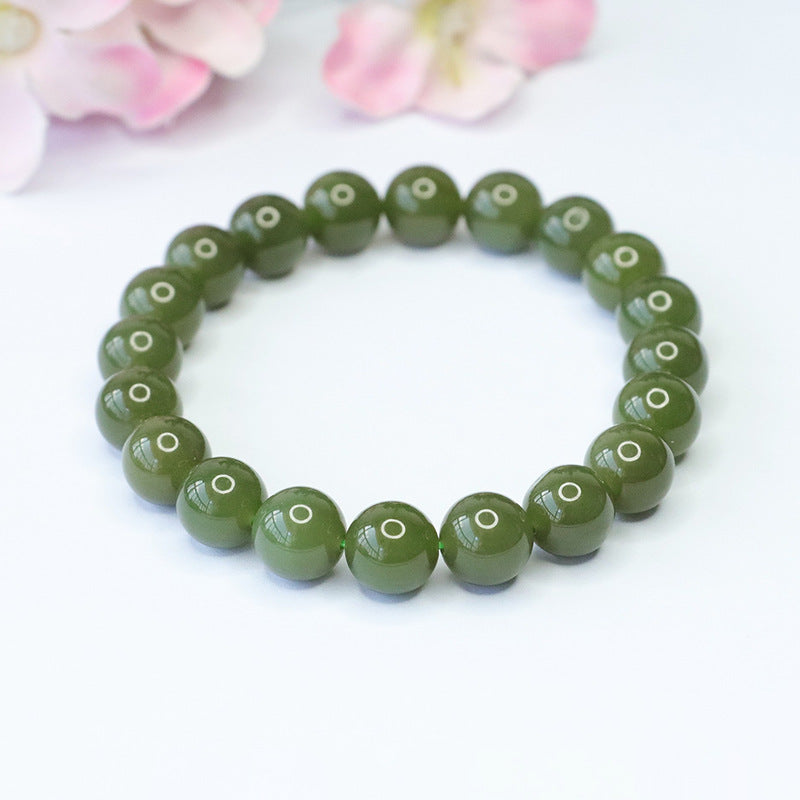 Fortune's Favor Sterling Silver Bracelet with Natural Hetian Jade