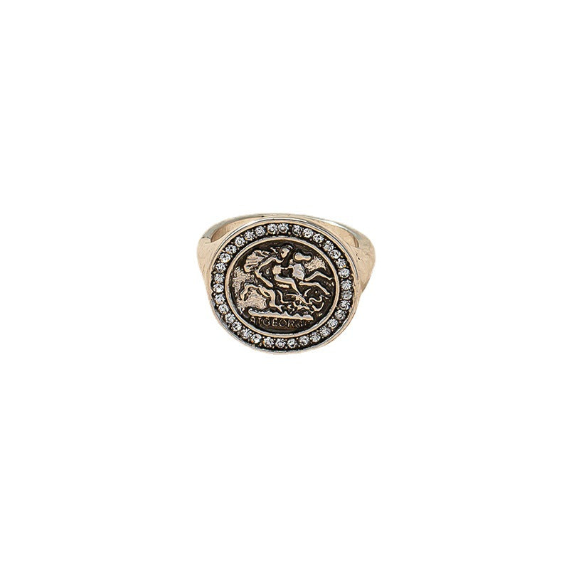 Vintage Gold Coin Index Finger Ring - Retro Cold Wind Design