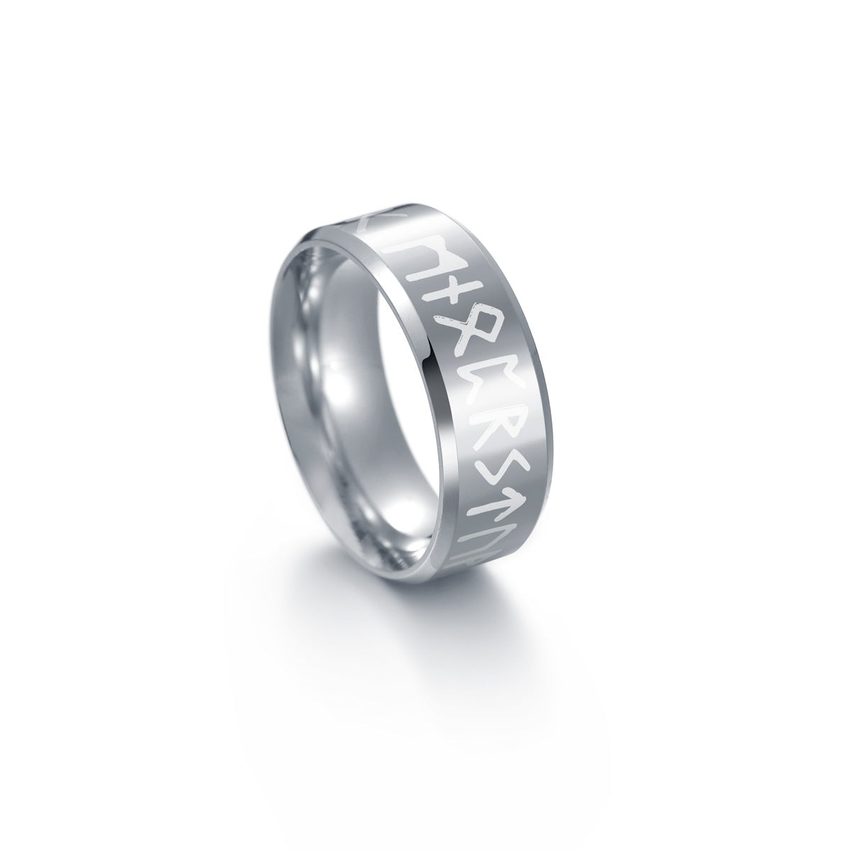 Runic Style Stainless Steel Viking Letter Men's Ring in Cross-Border Collection