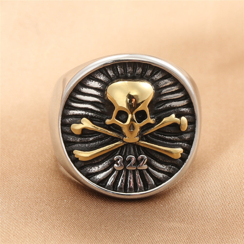 Titanium Steel Gold Skull Ring for Men - Retro Trendy Accessories in Stainless Steel