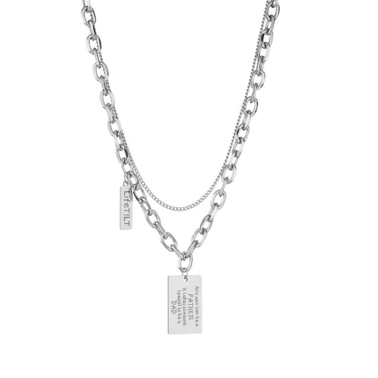 Titanium Steel Letter Necklace with Double-Layer Collarbone Chain