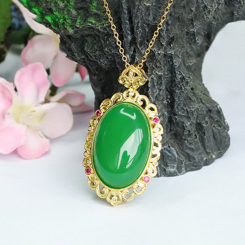 Pigeon Eggs Green Chalcedony Pendant