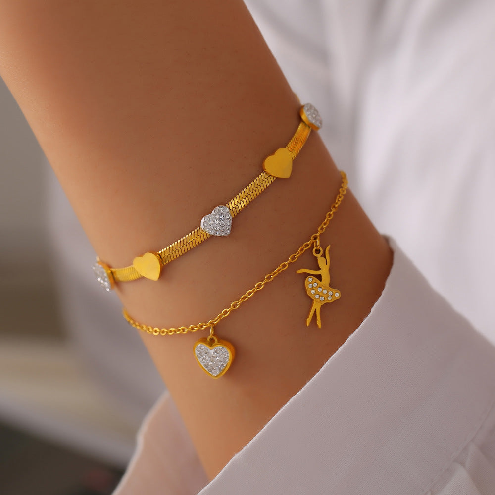 Golden Geometric Love Pendant Bracelet