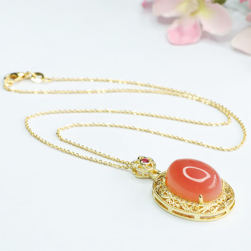 Pigeon Egg Agate Pendant Sterling Silver Necklace from the Fortune's Favor Collection