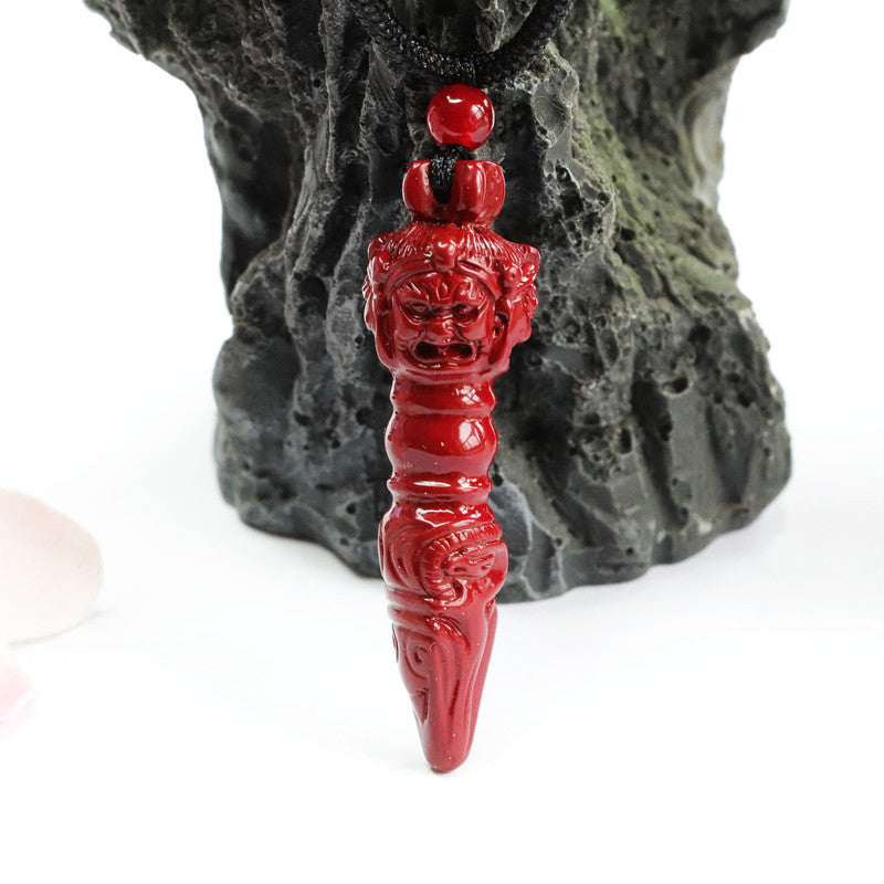 Fortune's Favor Cinnabar Pendant, Purple Gold Sand Pestle, Vajra Jewelry