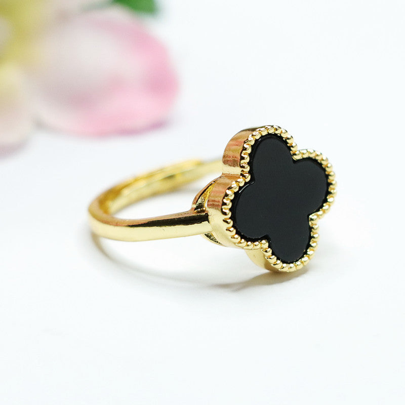 Black Agate Clover Ring from the Fortune's Favor Collection