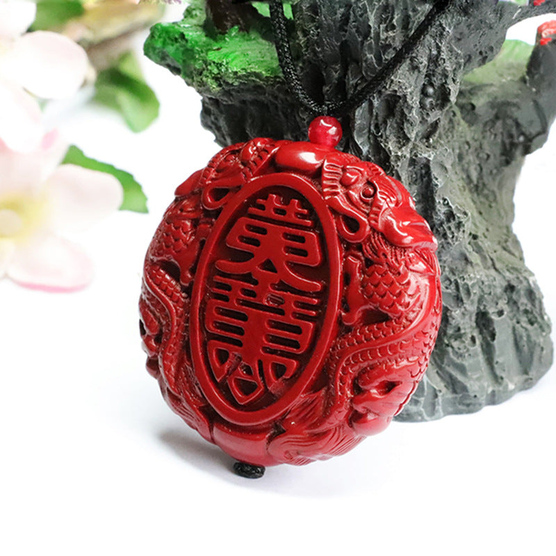 Double Pixiu Sterling Silver Cinnabar Stone Pendant