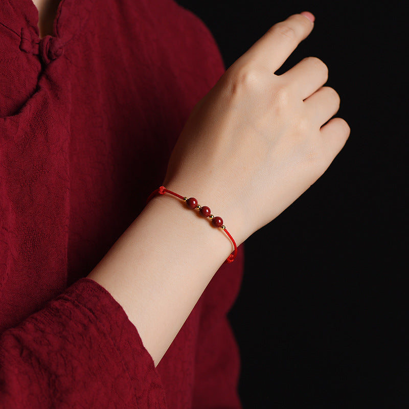 Cinnabar Transfer Beads Sterling Silver Bracelet