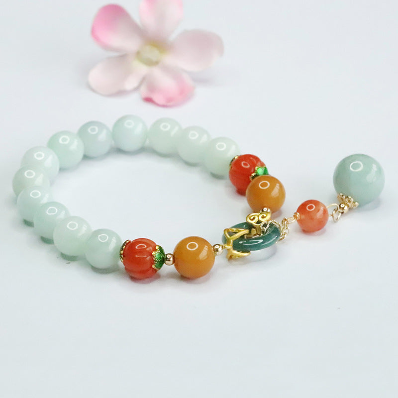 Jade Fortune Bracelet - Sterling Silver Retro Jewelry