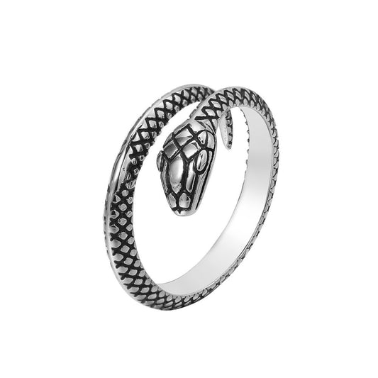 Retro Little Python Snake Titanium Steel Ring for Men