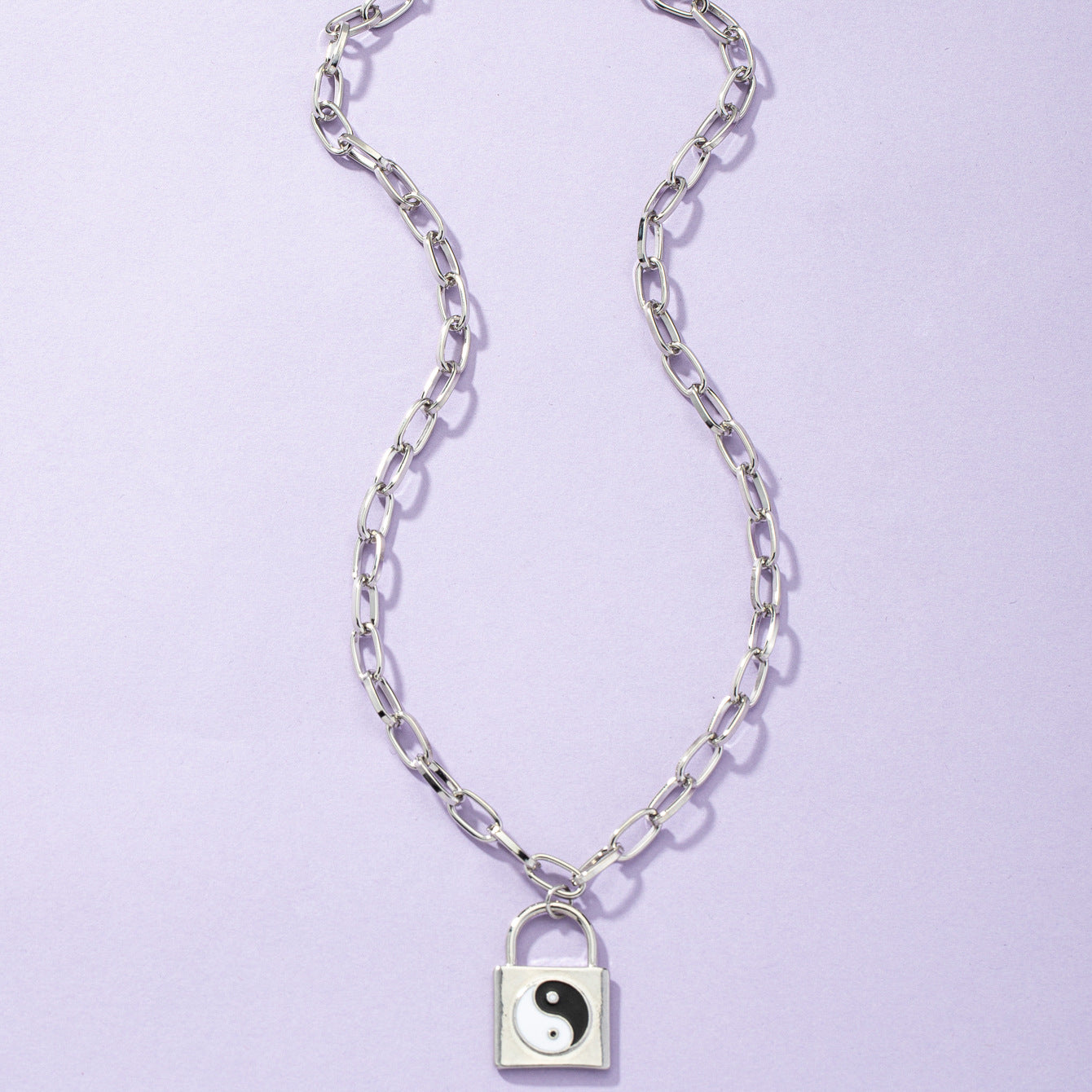 Exaggerated Lock Necklace with Cross-Border Charm