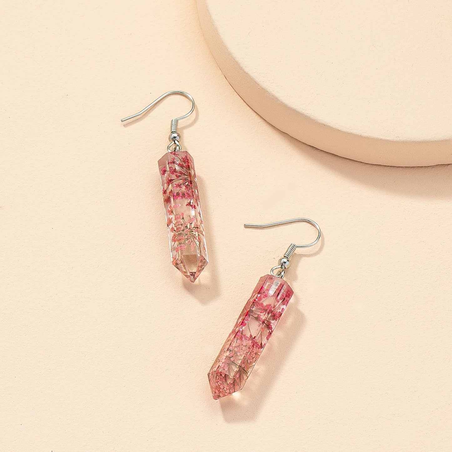 Rose Red Crystal Resin Earrings - Elegant Vienna Verve Collection