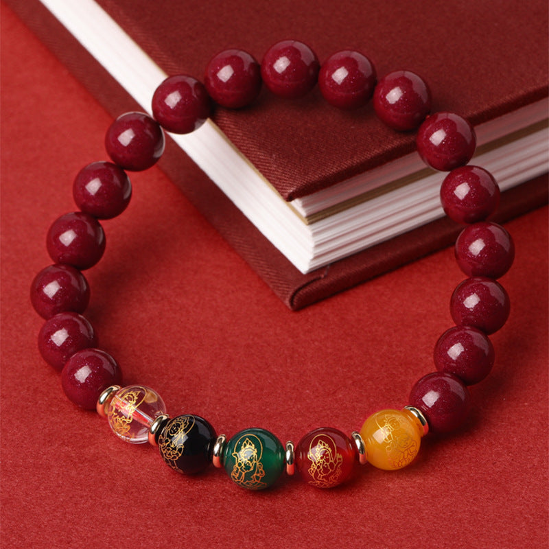 Cinnabar Bracelet, God of Wealth Transfer Beads, Zodiac Year Jewelry