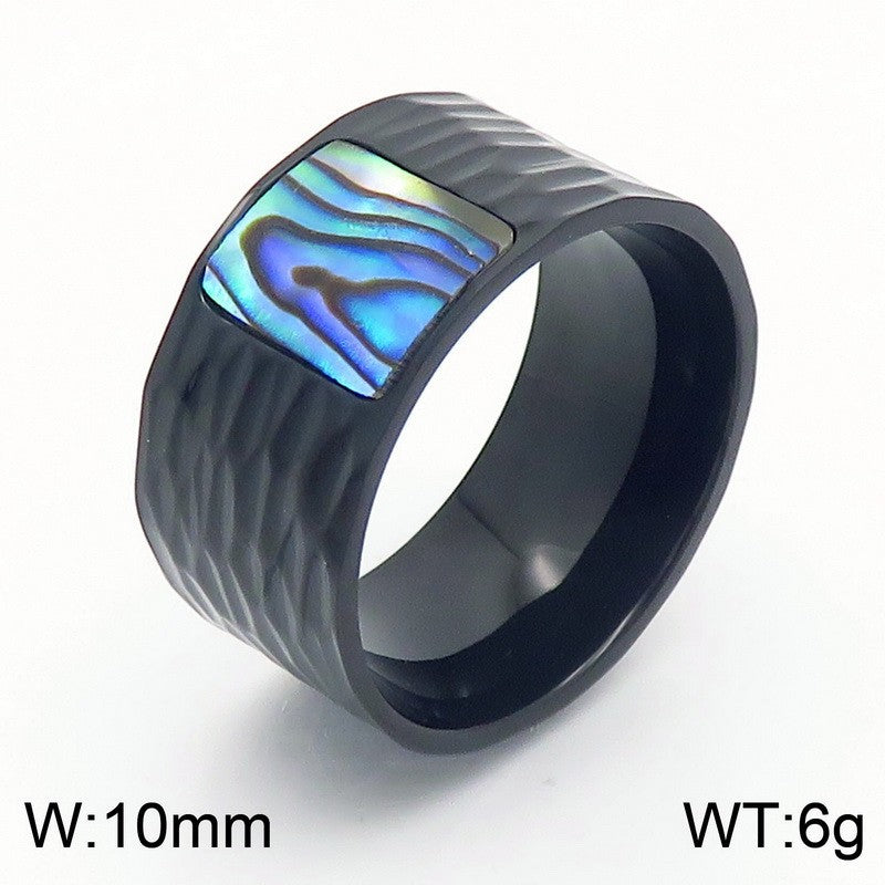 Stylish Abalone Shell Embossed Stainless Steel Men's Ring