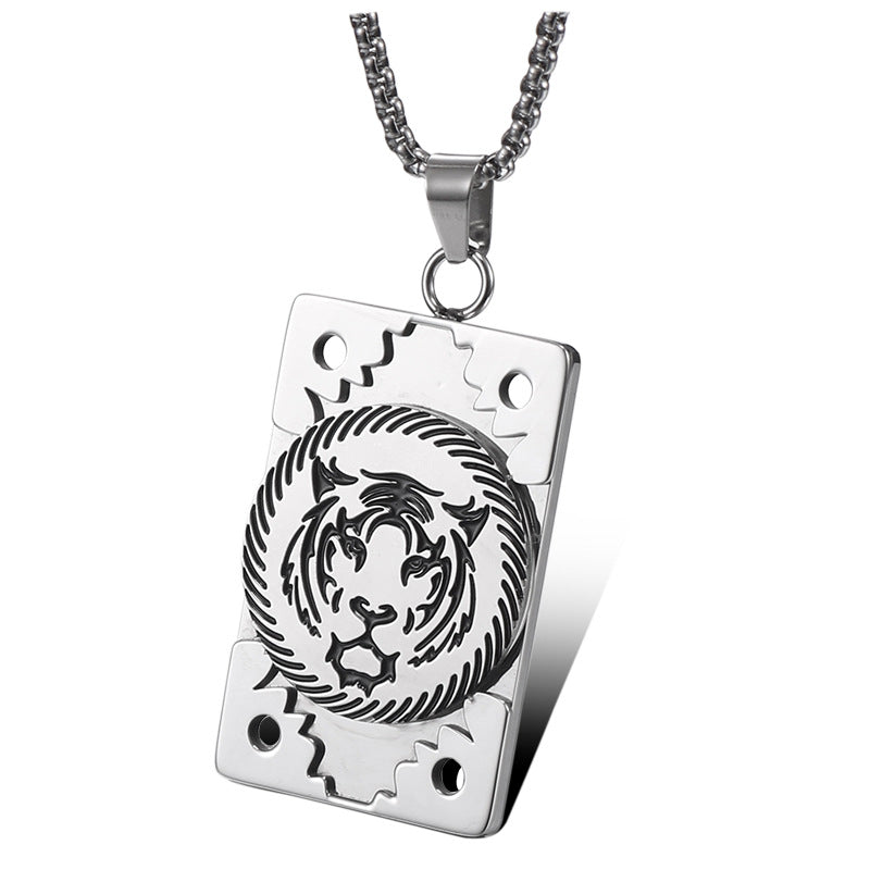 Stylish Titanium Steel Tiger Tag Pendant for Men – Personalized Retro Jewelry