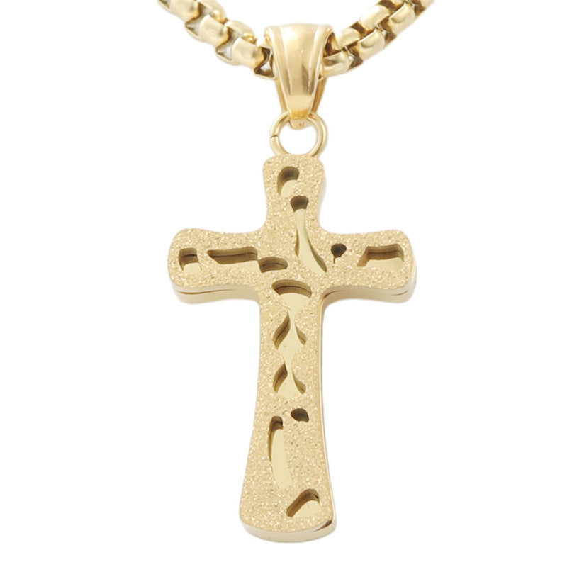 Personalized Retro Titanium Steel Cross Pendant Necklace for Trendy Men