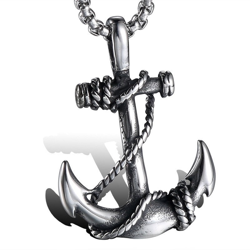 Personalized Retro Stainless Steel Pirate Anchor Pendant for Men and Women in European and American Fashion