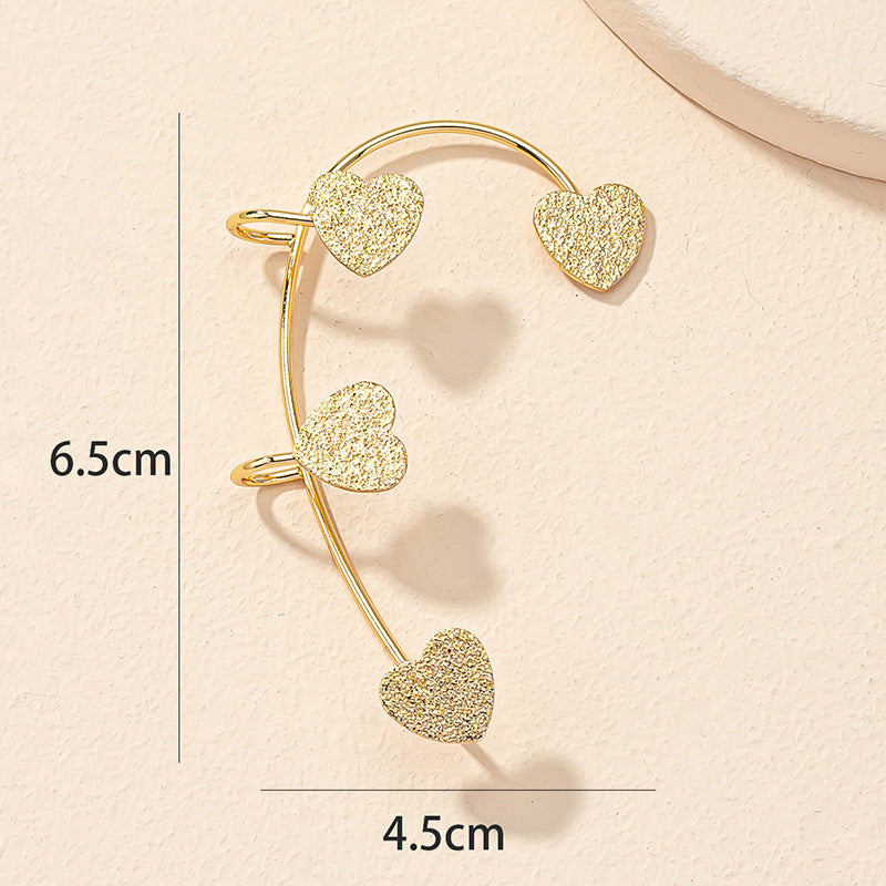 Peach Heart Non-Piercing Ear Clip with Cross-Border Chic Style