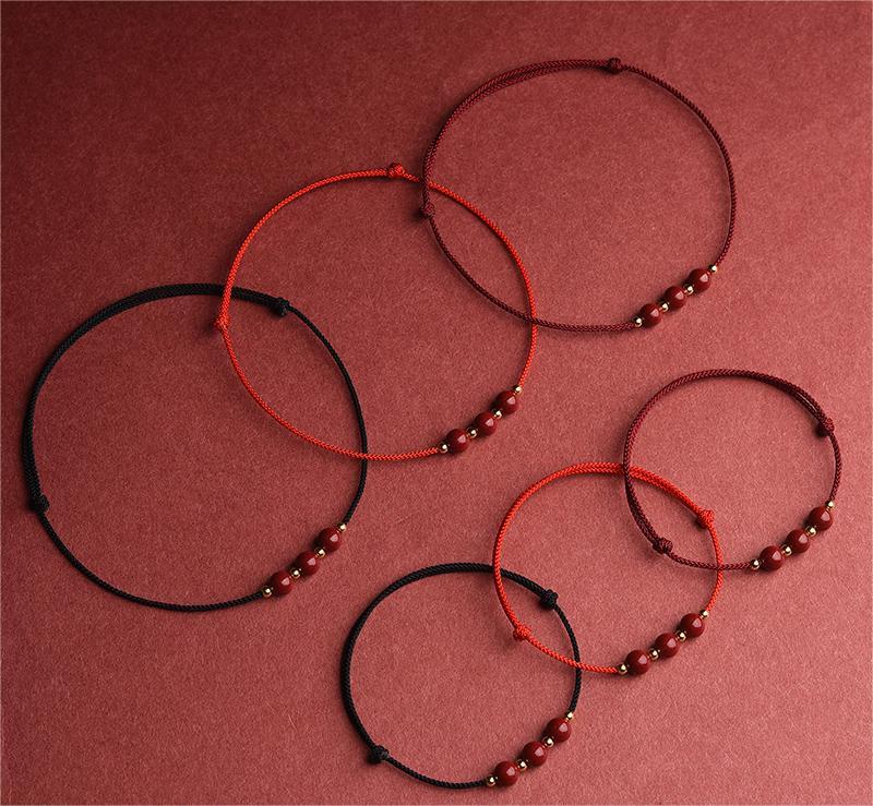 Cinnabar Transfer Beads Sterling Silver Bracelet