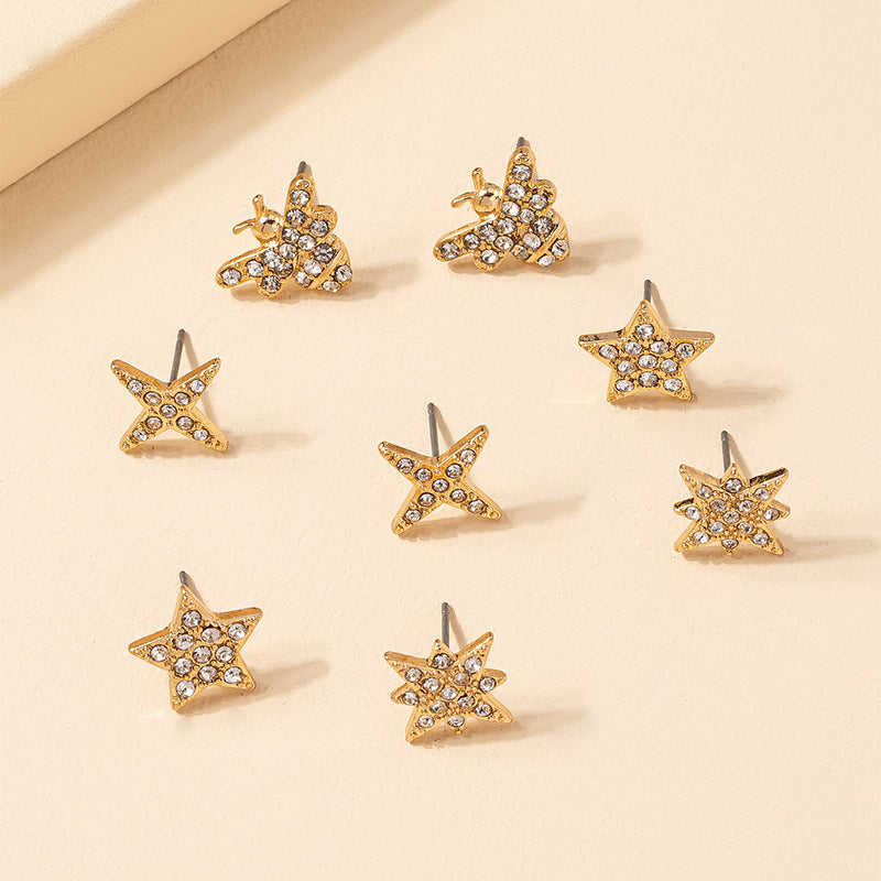 Starlit Delight Earrings Set - Luxe Korean Design for Women