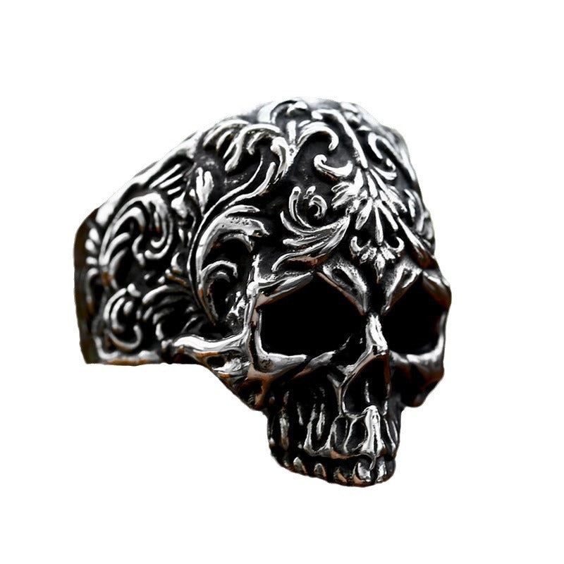 Punk-inspired Cross-Border Hip-Hop Skull Titanium Steel Ring for Men - Wholesale Stainless Steel Dominance