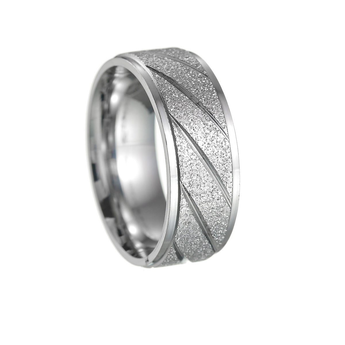 Titanium Steel Men's Outdoor Wedding Ring with Sand Face Design