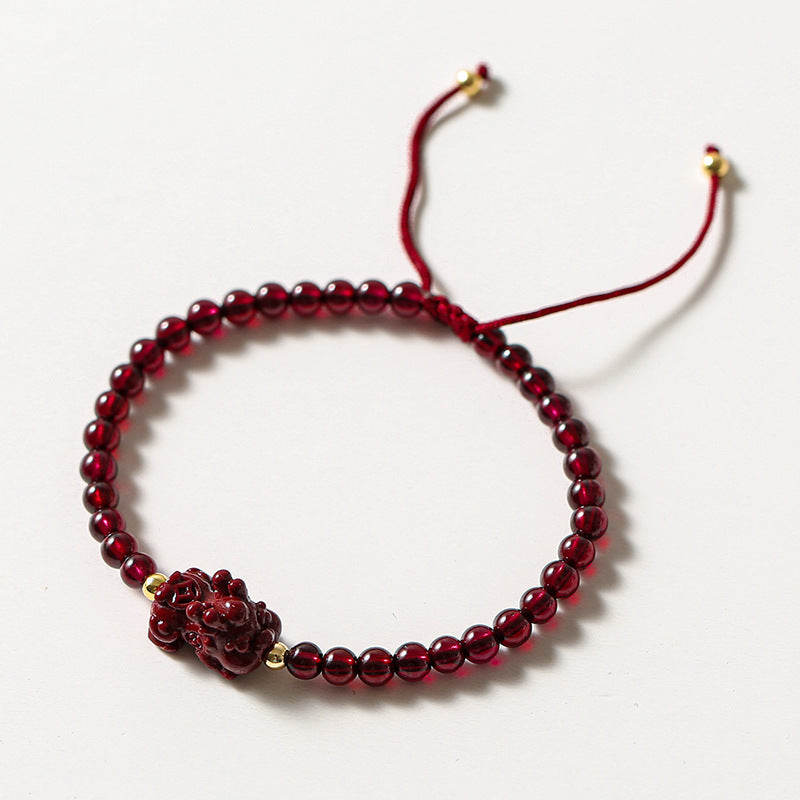 Hand-woven Garnet Beaded Bracelet by Planderful's Fortune's Favor Collection