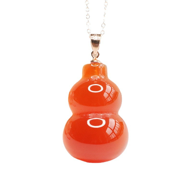 S925 Sterling Silver Red Agate Gourd Pendant Necklace crafted with premium S925 silver and a captivating red agate gourd pendant for a distinct touch of elegance.