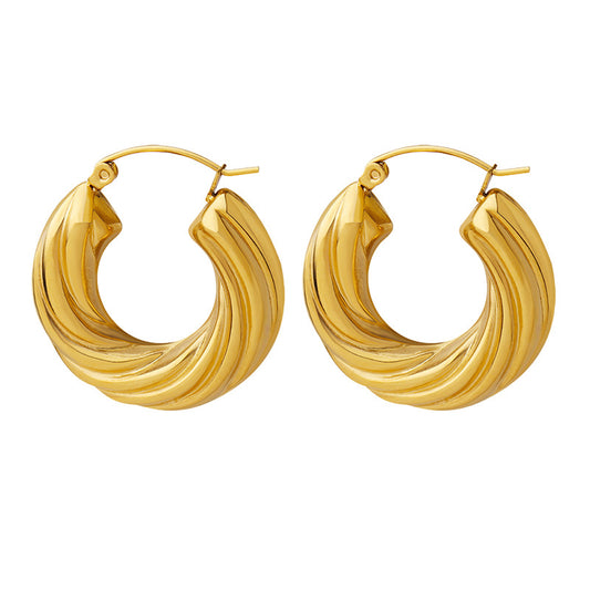 Golden U-Shaped Titanium Earrings with Trendy European & American Flair