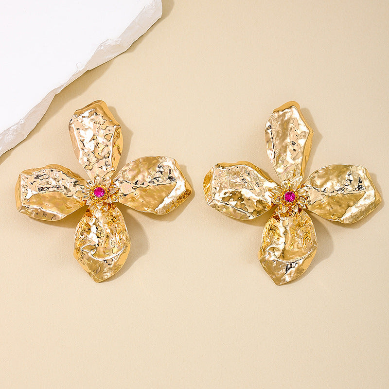 Exaggerated Sweet Design Metal Flower Earrings - Vienna Verve Collection