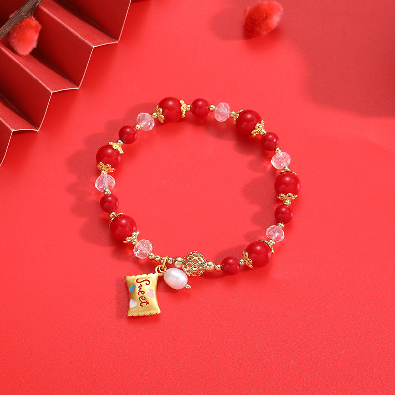 Festive Red Stone Bracelet for Prosperity and Blessings