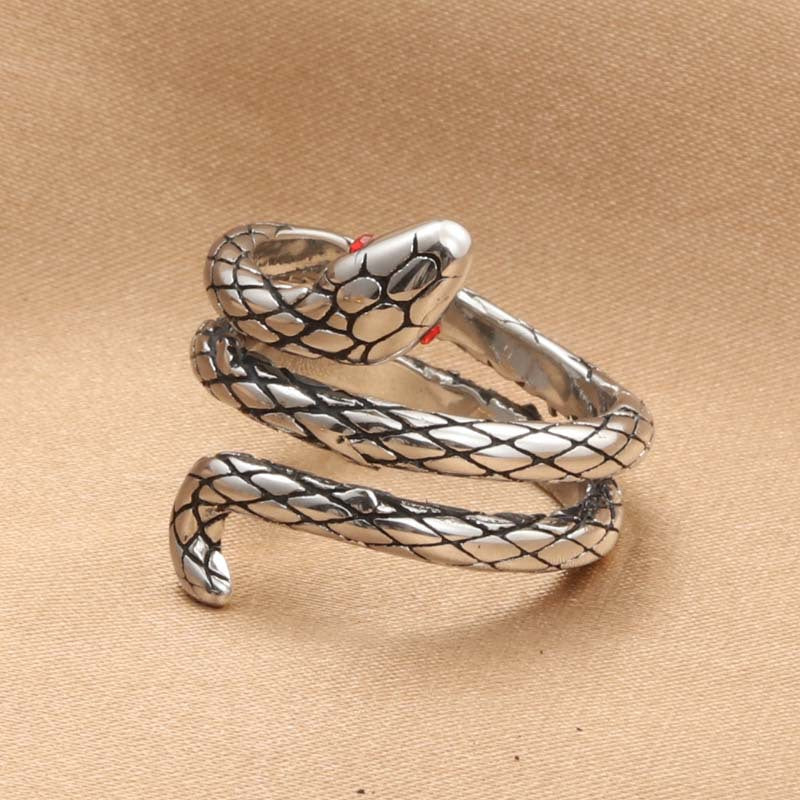 Titanium Steel Retro Snake Ring for Men - Stylish Animal Design Jewelry