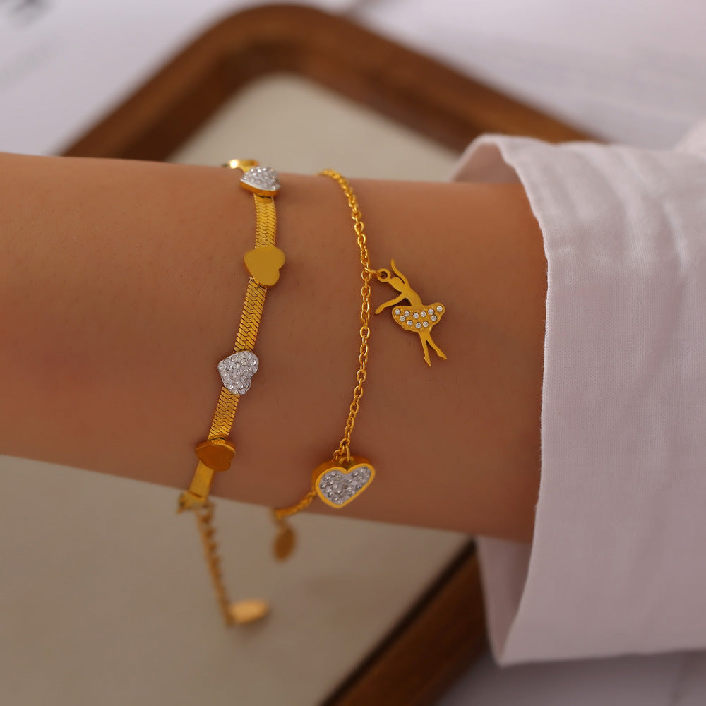 Golden Geometric Love Pendant Bracelet